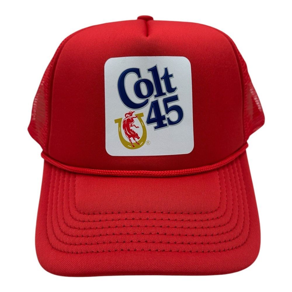 Colt 45 Snapback Hat Cap Red Trucker Foam Mesh Rope Malt Liquor Logo